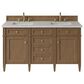 James Martin Brittany 60" Double Bathroom Vanity in Pecan with 3 cm Eternal Jasmine Pearl Silestone Top, Rectangular Sinks and FreePower Wireless Charger, , large