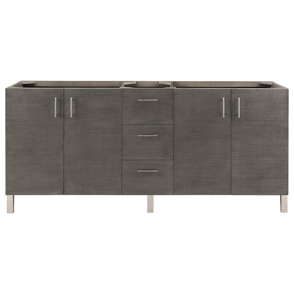 James Martin Vanities Metropolitan 72&quot; Double Bathroom Vanity in Silver Oak and Chrome with 3 cm White Zeus Quartz Top and Rectangular Sinks, , large