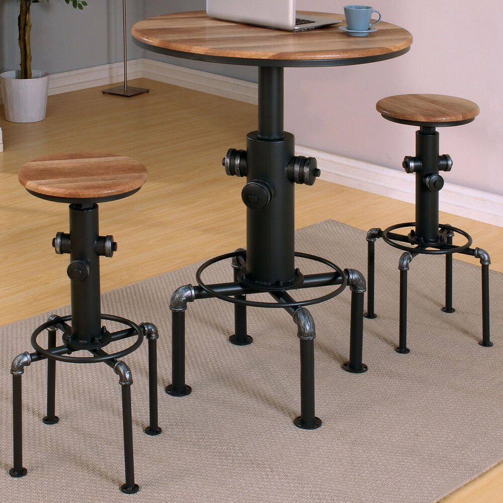 Furniture of America Barnes 3-Piece Counter Height Dining Set in Antique Black, , large