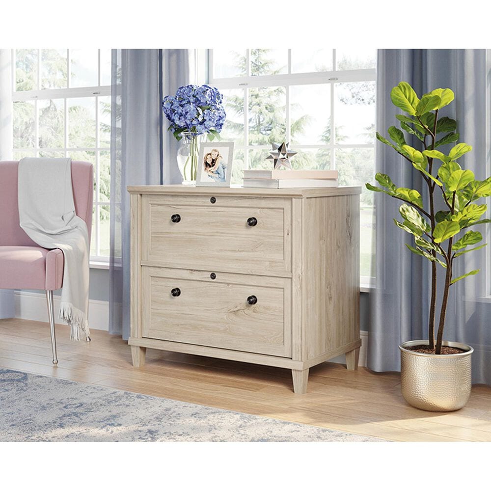 Sauder Hammond 2Drawer Lateral File with Hutch in Chalk Oak