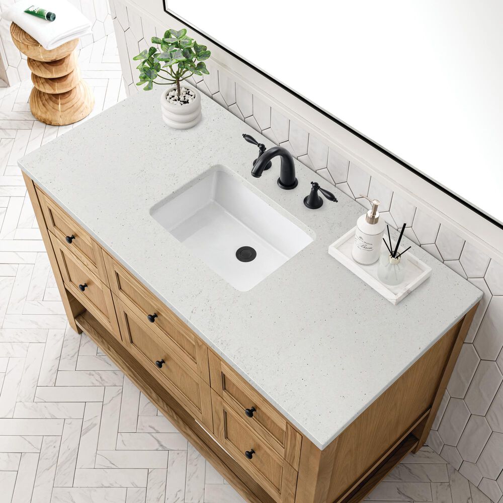 James Martin Vanities Breckenridge 48&quot; Single Bathroom Vanity in Light Natural Oak with 3 cm Lime Delight Quartz Top and Rectangular Sink, , large