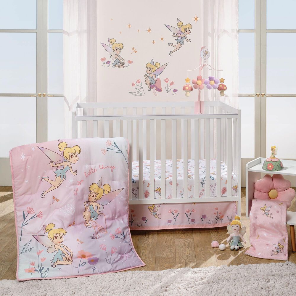 Lambs and Ivy Tinker Bell 3-Piece Baby Crib Bedding Set in Pink, Lavender, White and Multicolor, , large