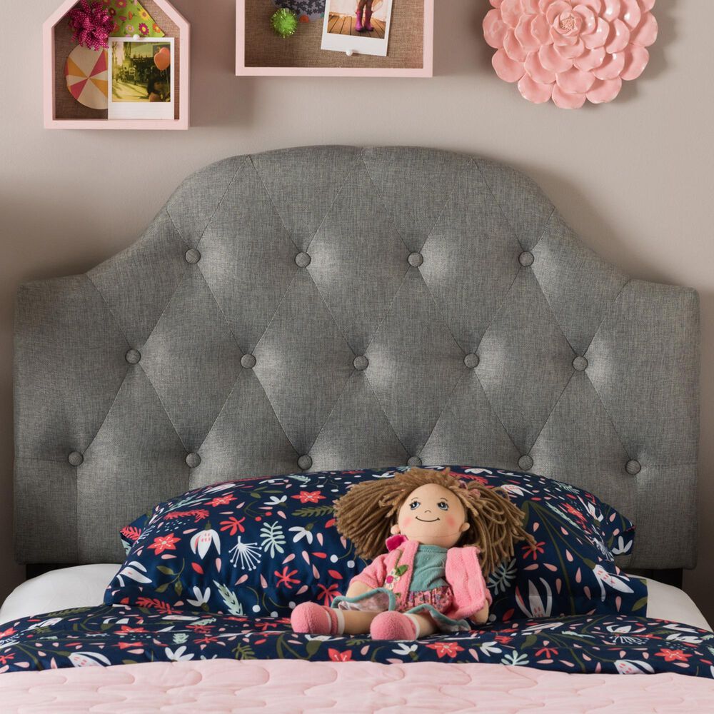 Baxton Studio Morris Twin Upholstered Headboard in Grey, , large