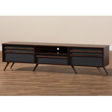 Baxton Studio Naoki 70" TV Stand in Grey and Walnut, , large