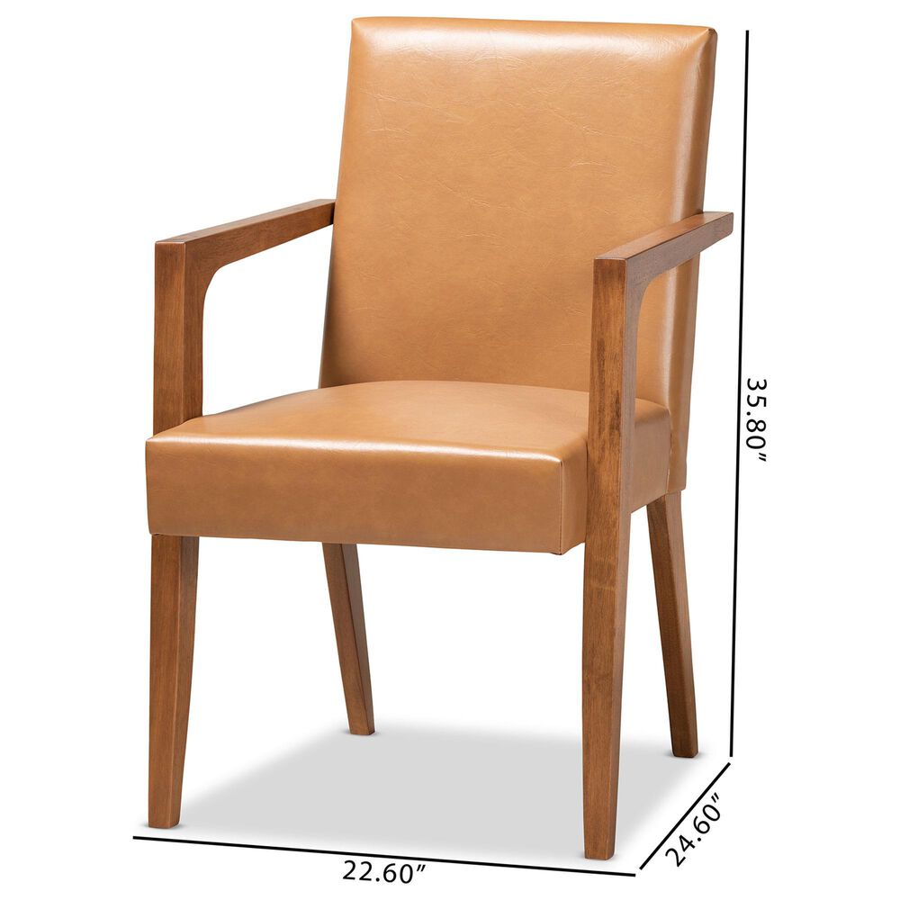 Baxton Studio Andrea Arm Chair in Tan (Set of 2), , large