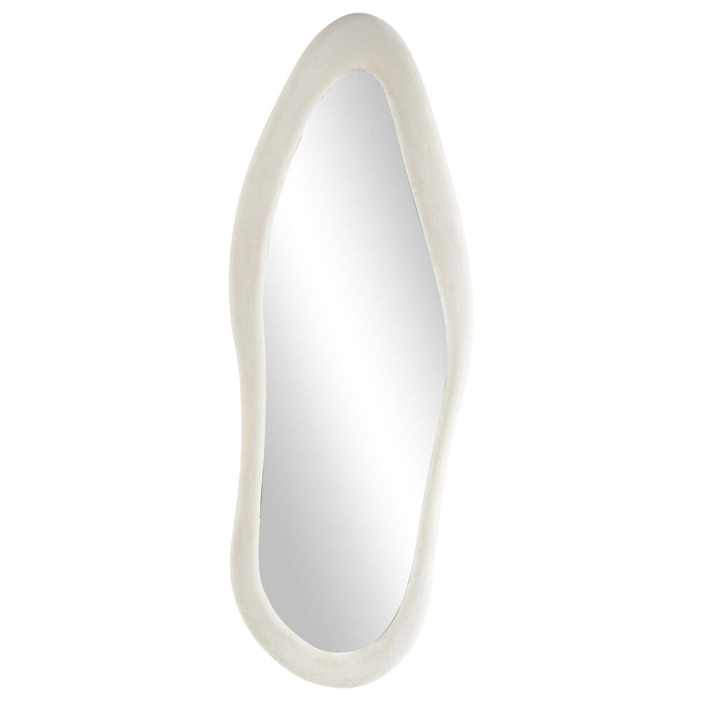 Maple and Jade 65" x 26" Velvet Abstract Wavy Wall Mirror in White, , large