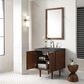 James Martin Vanities Amberly 30" Single Bathroom Vanity in Mid-Century Walnut with 3 cm Parisien Bleu Quartz Top and Rectangular Sink, , large