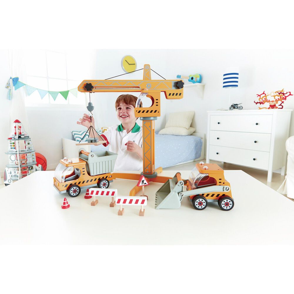 Hape Toys Playscapes Crane Lift Playset in Orange, , large