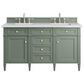 James Martin Vanities Brittany 60" Double Bathroom Vanity in Smokey Celadon with 3 cm Arctic Fall Solid Surface Top and Rectangular Sinks, , large