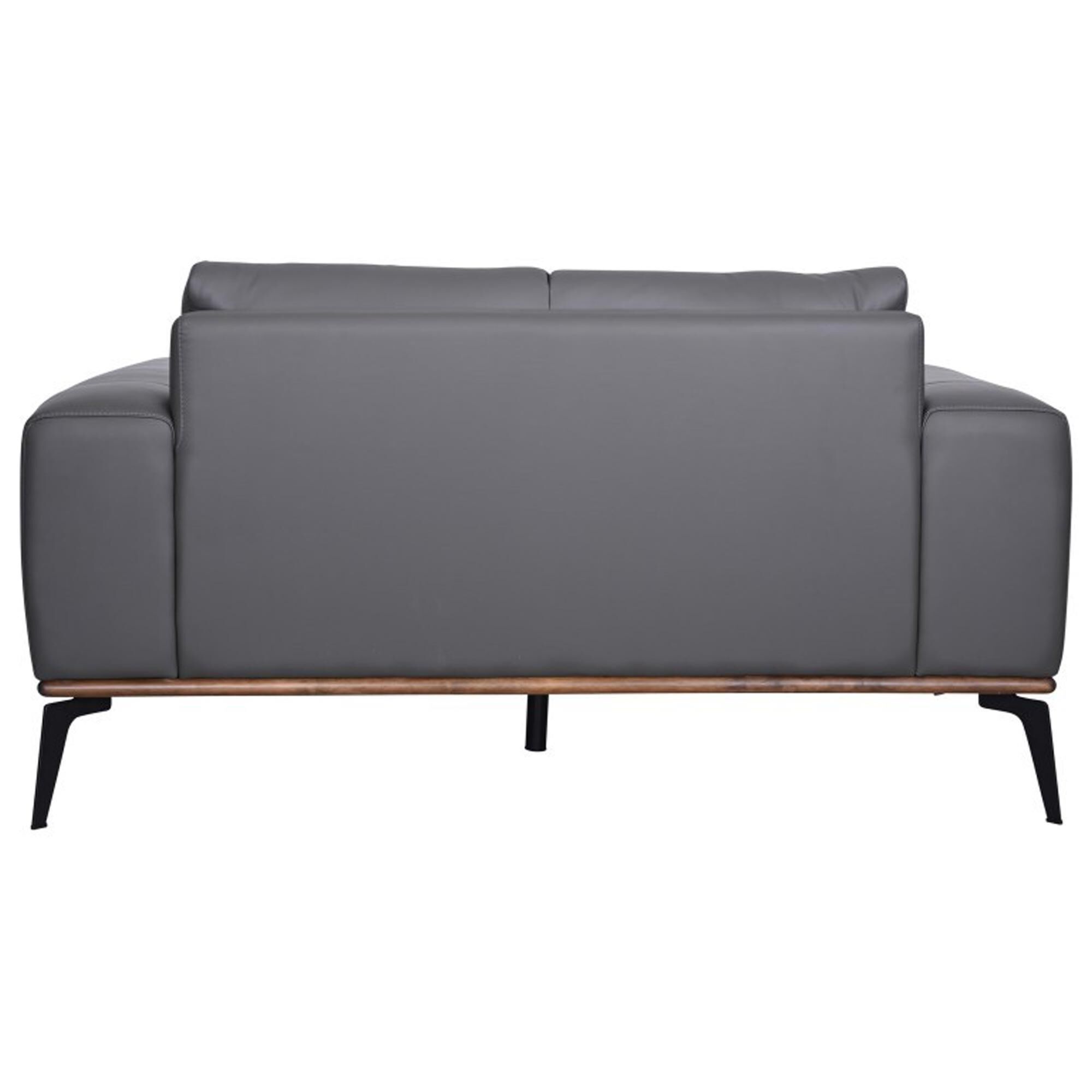 37B Pietro Stationary Leather Loveseat in Gray