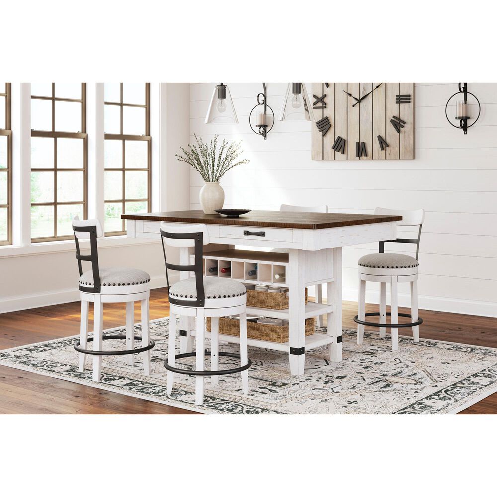 Ashley Valebeck Counter Height Table in White and Brown - Table Only, , large