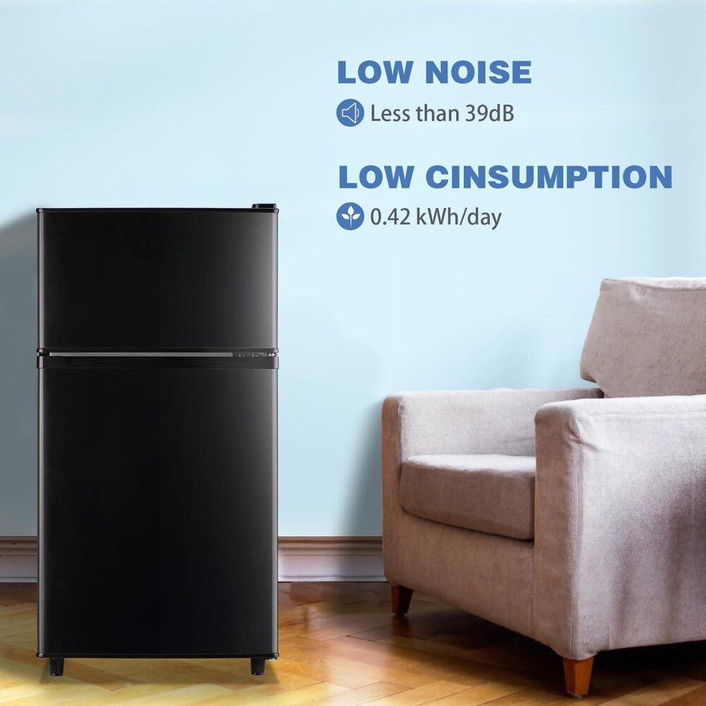 HOMLUX 3.5 Cu. Ft. Top Freezer Refrigerator with Adjustable Thermostat in Black, , large
