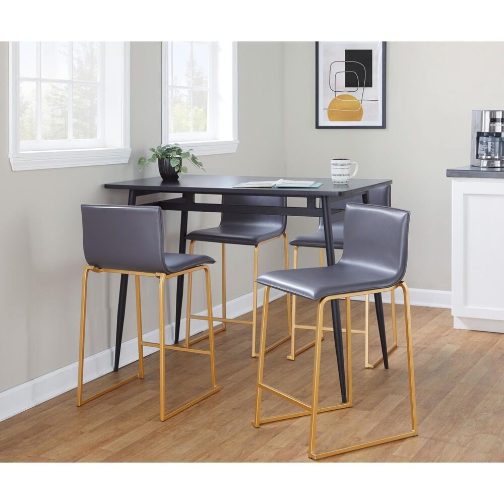 Lumisource Mara Counter Stool with Grey Cushion in Gold &#40;Set of 2&#41;, , large