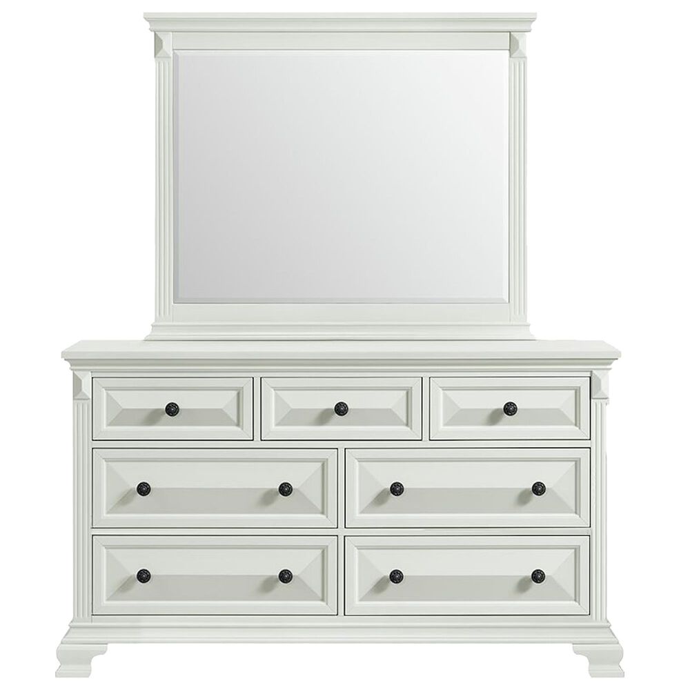 Mayberry Hill Bridgestone 7-Drawer Dresser and Mirror in Antique White, , large