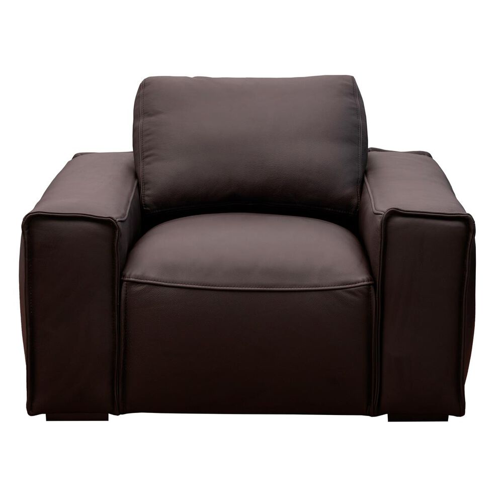 Devon and Claire Giovanni Leather Armchair in Dark Brown, , large