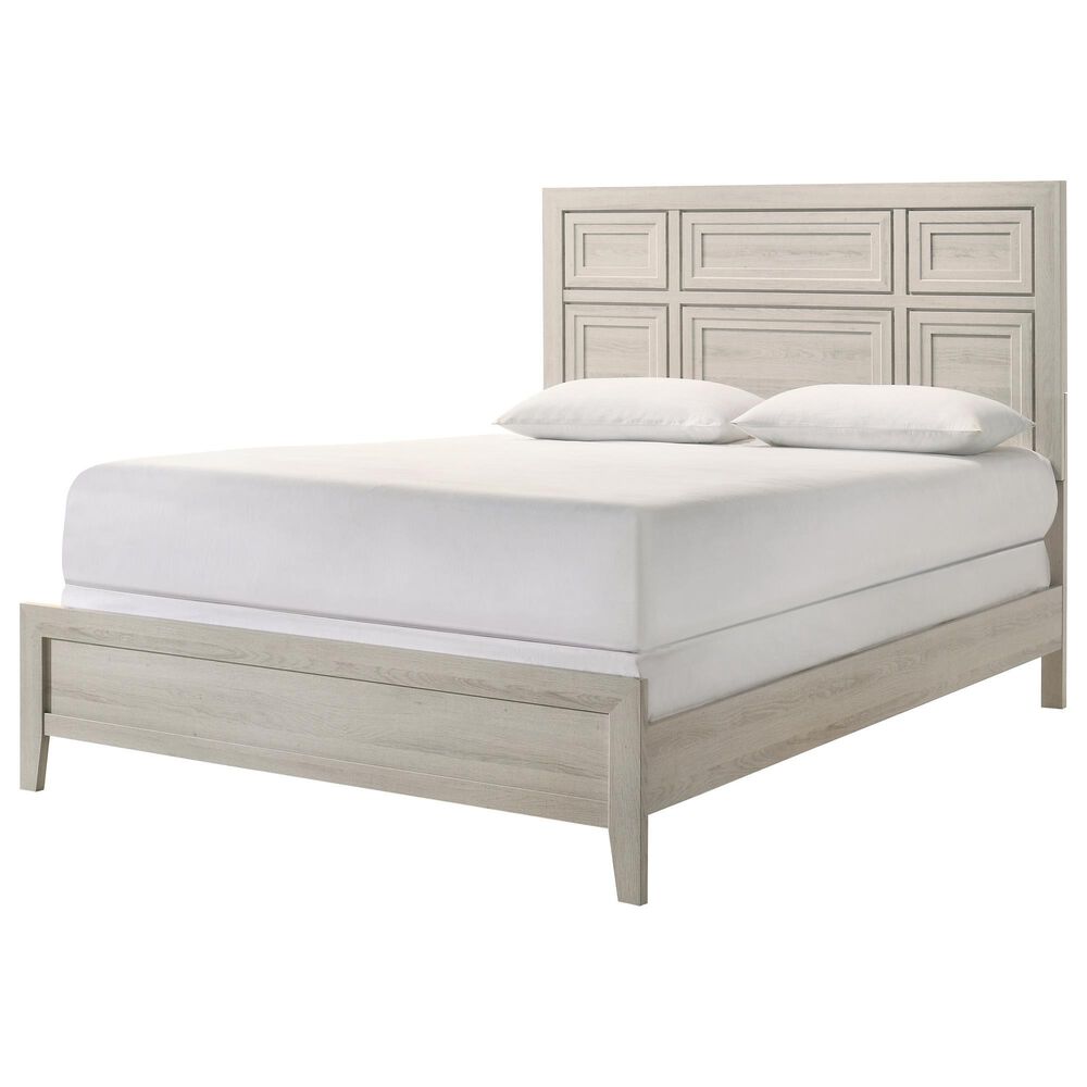 Crown Mark Lorraine King Bed with Two Nightstands in White, , large
