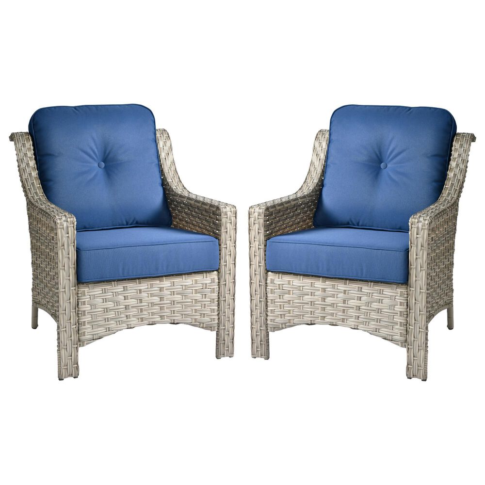 HOMLUX Outdoor Arm Chair in Navy Blue (Set of 2), , large