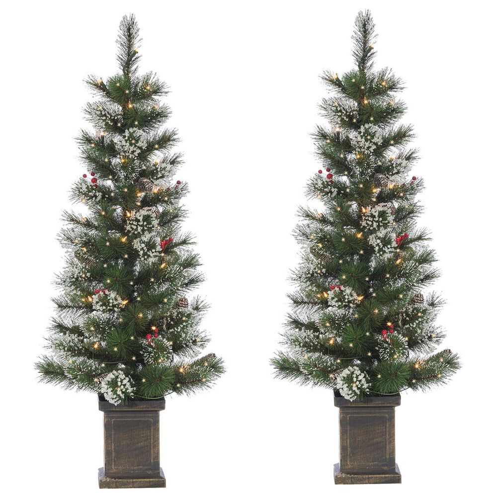 The Gerson Company Sterling 4" Potted Hard/Mixed Needle Loveland Spruce with 50 UL White Lights (Set of 2), , large