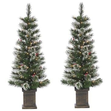 The Gerson Company Sterling 4" Potted Hard/Mixed Needle Loveland Spruce with 50 UL White Lights (Set of 2), , large