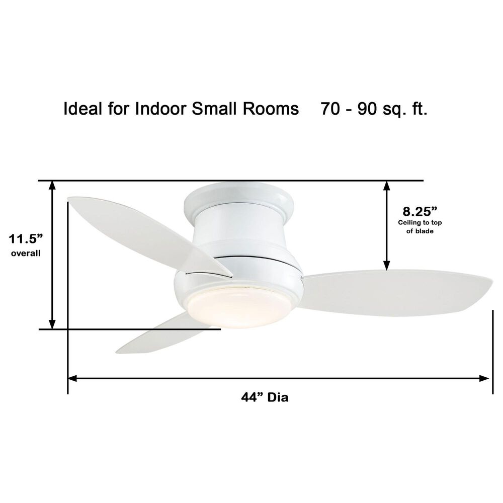 Minka-Aire Concept II 44" Flush Mount Ceiling Fan with LED Light in White, , large