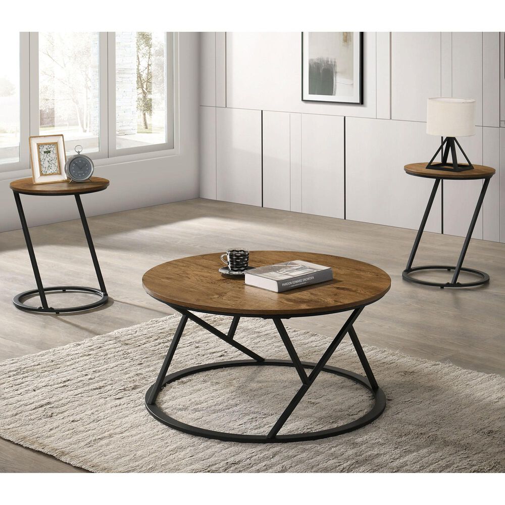 Furniture of America Verat 3-Piece Table Set in Natural and Black, , large
