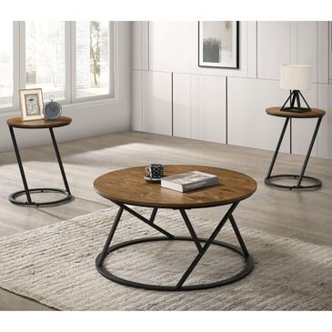Furniture of America Verat 3-Piece Table Set in Natural and Black, , large