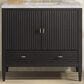 James Martin Vanities Myrrin 36" Vanity in Carbon Oak with 3 cm Victorian Silver Quartz Top, , large