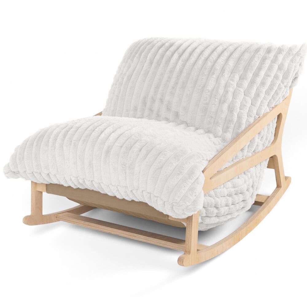 Jaxx Saxx Mondo Fur Bean Bag Rocking Chair in Ivory, , large