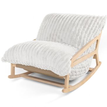 Jaxx Saxx Mondo Fur Bean Bag Rocking Chair in Ivory, , large