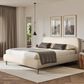 Jennifer Taylor Home Roman King Platform Bed with Oatmeal Light Beige Upholstered in Natural Whitewashed, , large
