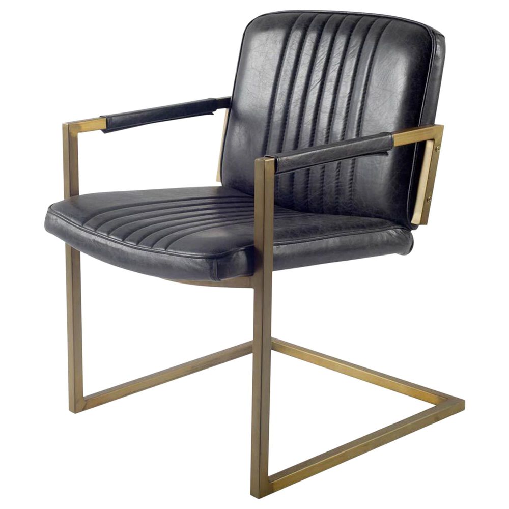 Mercana Horner Accent Chair in Black Leather, , large