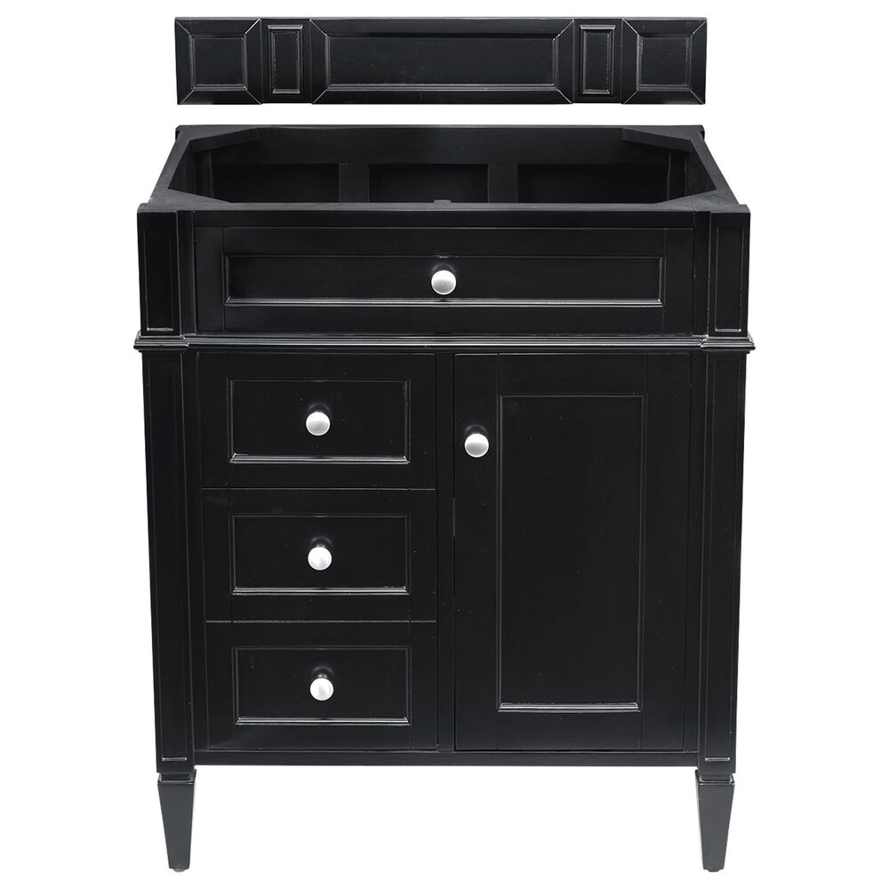 James Martin Vanities Brittany 30&quot; Single Bathroom Vanity in Black Onyx with 3 cm Carrara White Marble Top and Rectangle Sink, , large