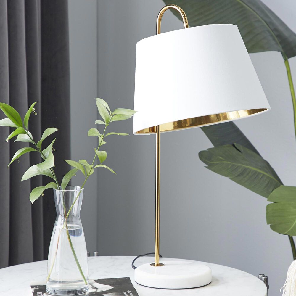 Maple and Jade Modern Table Lamp in Gold and White, , large