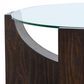 Nicolette Home Beckham Round Cocktail Table with Casters in Rustic Tavern and Clear, , large