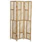 Maple and Jade 3-Panel Geometric Partition Room Divider Screen in Oiled Brown, , large