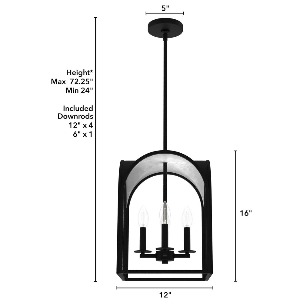 Hunter Dukestown 12&quot; 4-Light Lantern Pendant in Natural Iron and Gold Leaf, , large