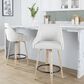 LumiSource Hannah Swivel Counter Stool with Cream Fabric Upholstery in Whitewashed and Black (Set of 2), , large