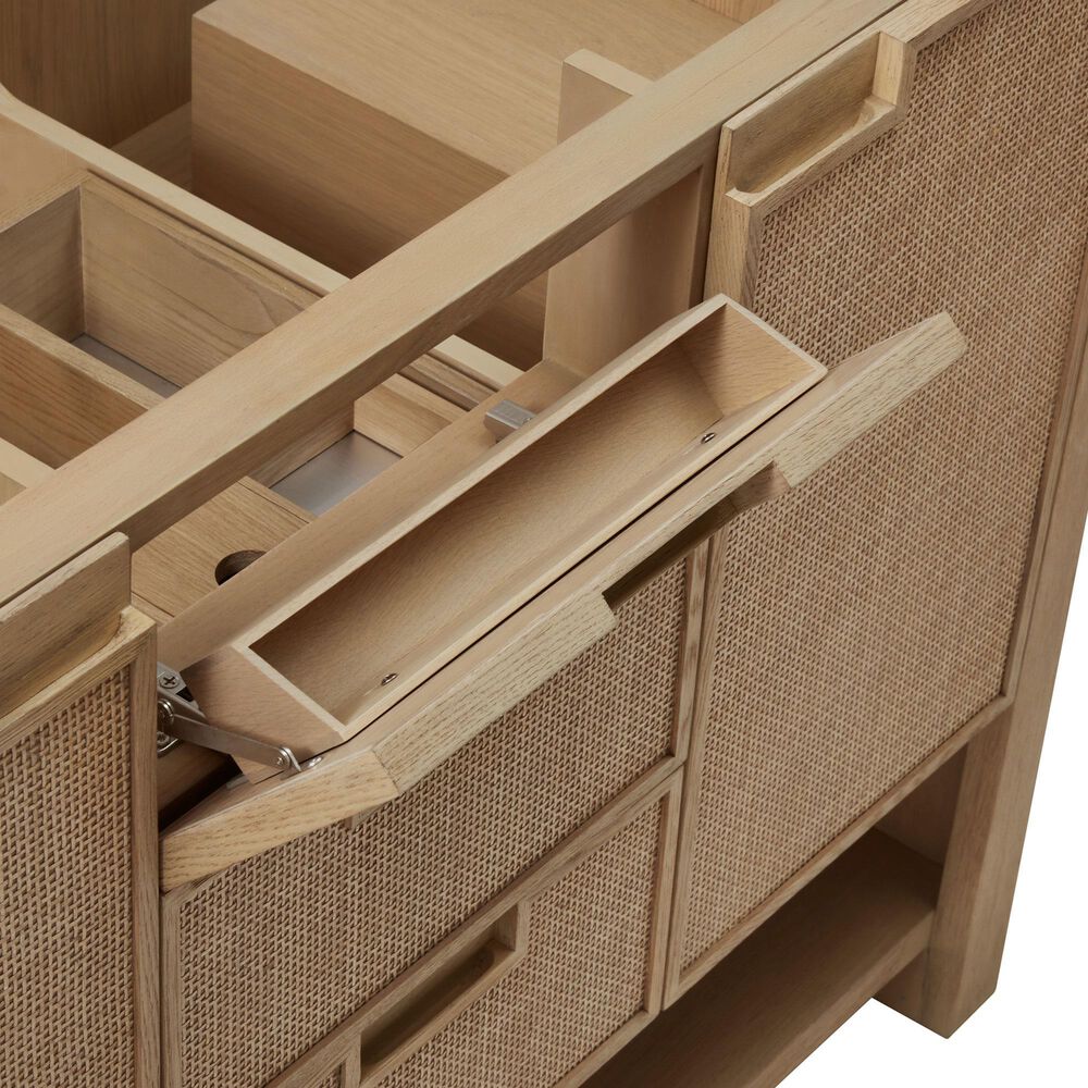 James Martin Vanities Solene 48" Single Bathroom Vanity in Seaside Oak with 3 cm Ethereal Noctis Quartz Top, Rectangular Sink and FreePower Wireless Charger, , large