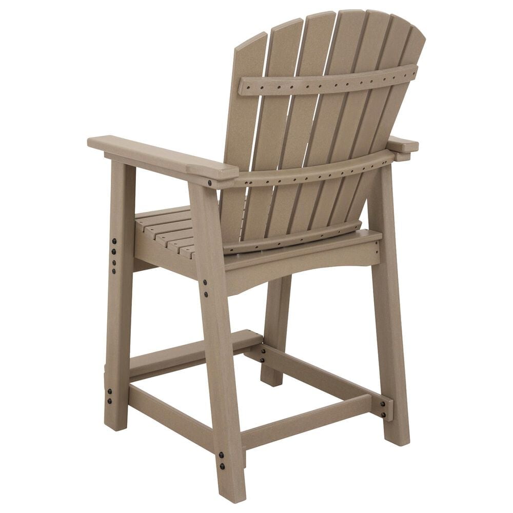 Ashley Seacliff Beach 7-Piece Patio Counter Height Dining Set in Medium Brown, , large