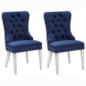 Brassex Dining Chair in Navy (Set of 2), , large