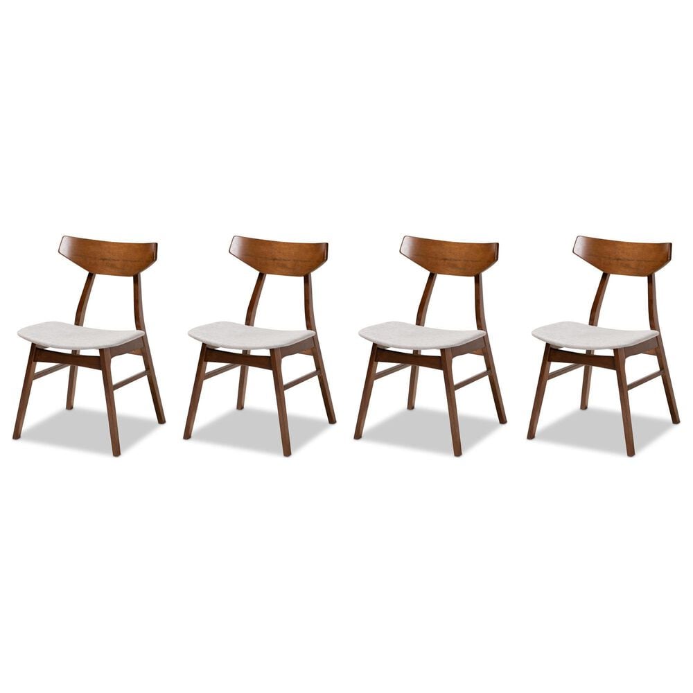Baxton Studio Danica Side Chair with Light Grey Cushion in Walnut Brown (Set of 4), , large