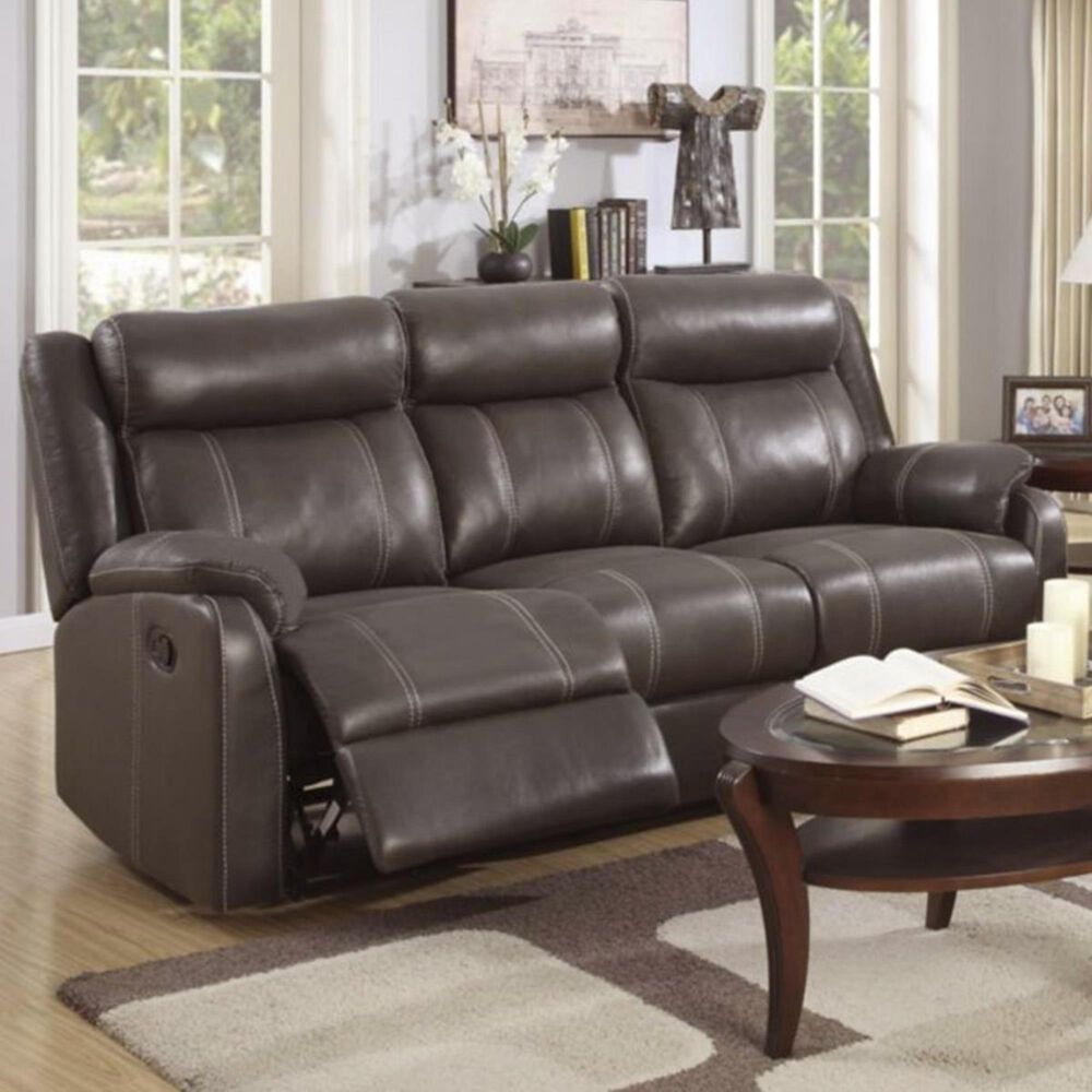 Klaussner Domino Reclining Sofa with Drop Down Table in Valor Chocolate, , large