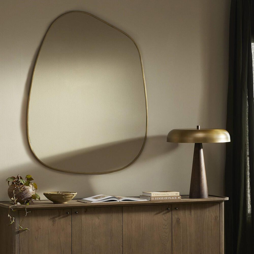 Four Hands Nova Large Wall Mirror in Antique Brass Iron, , large