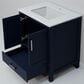 Lexora Home Jacques 30" Single Bathroom Vanity in Navy Blue with 2 cm White Quartz Top and Rectangular Sink, , large