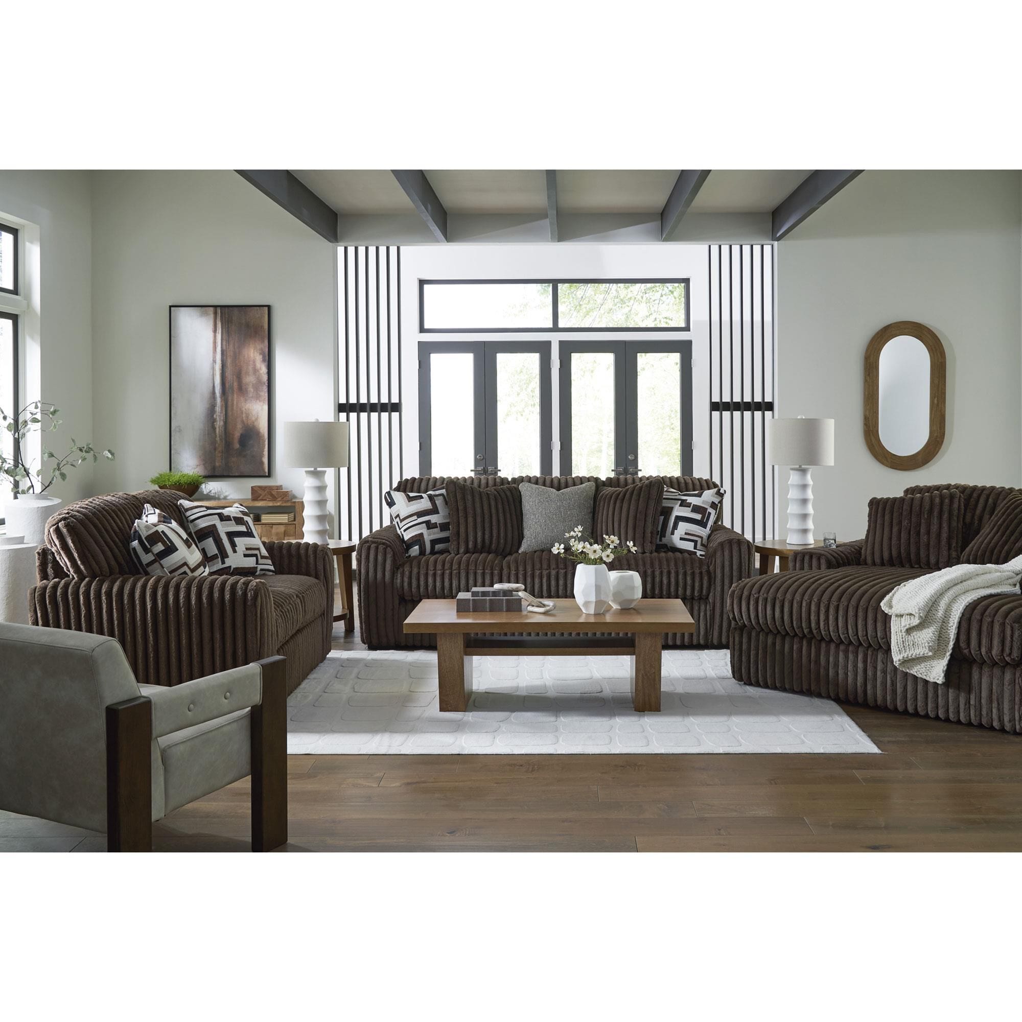 Ashley Midnight-Madness Stationary Sofa in Chocolate