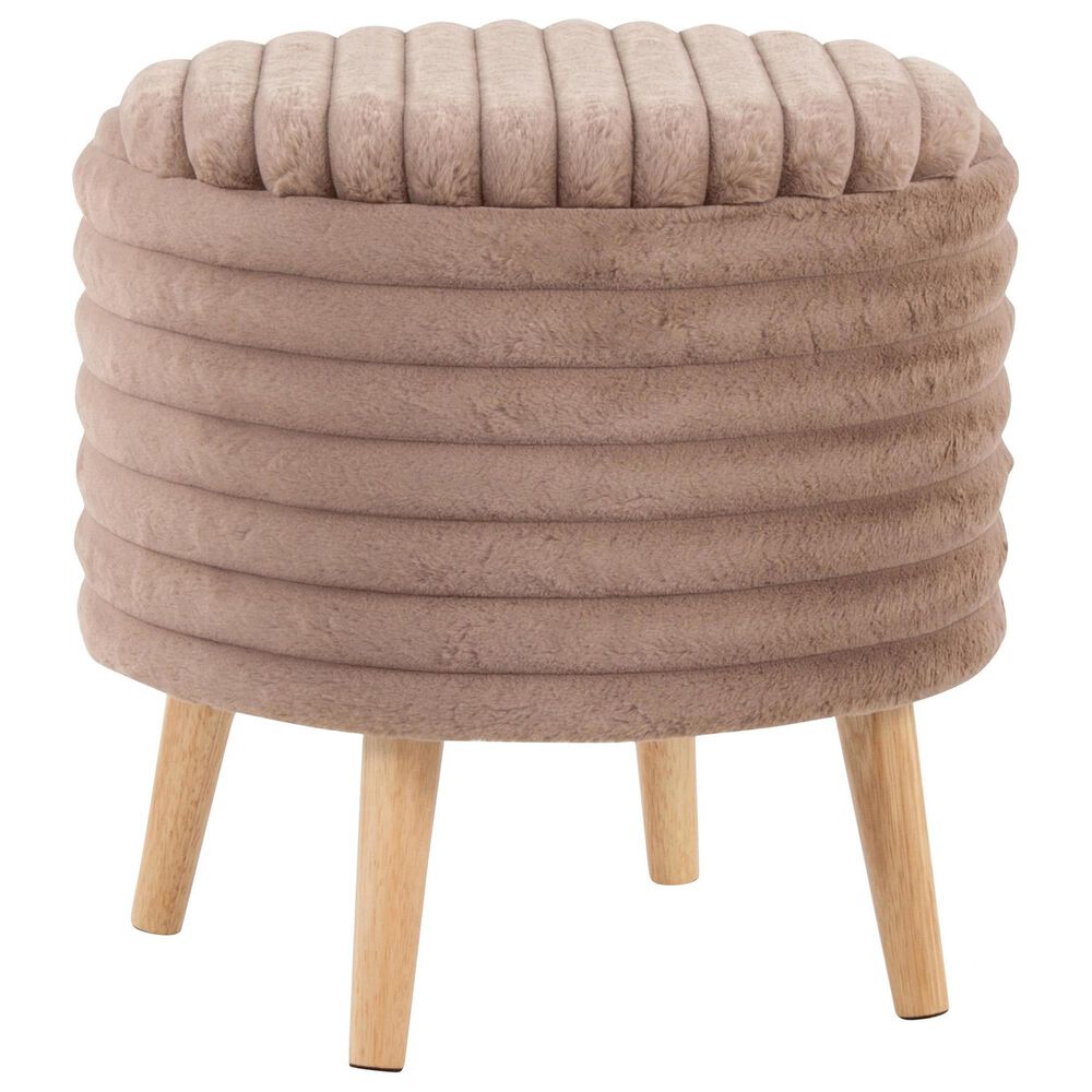 Lumisource Tray Plush 2-Piece Storage Ottoman Set in Light Brown, , large