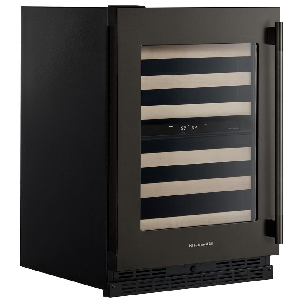 KitchenAid 24&quot; Undercounter Wine Cellar with Full-Extension Wood-Front Racks and Left Hinge in Black Ore, , large
