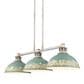 Golden Lighting Kinsley 3-Light Linear Pendant with Antique Teal Shade in Aged Galvanized Steel, , large