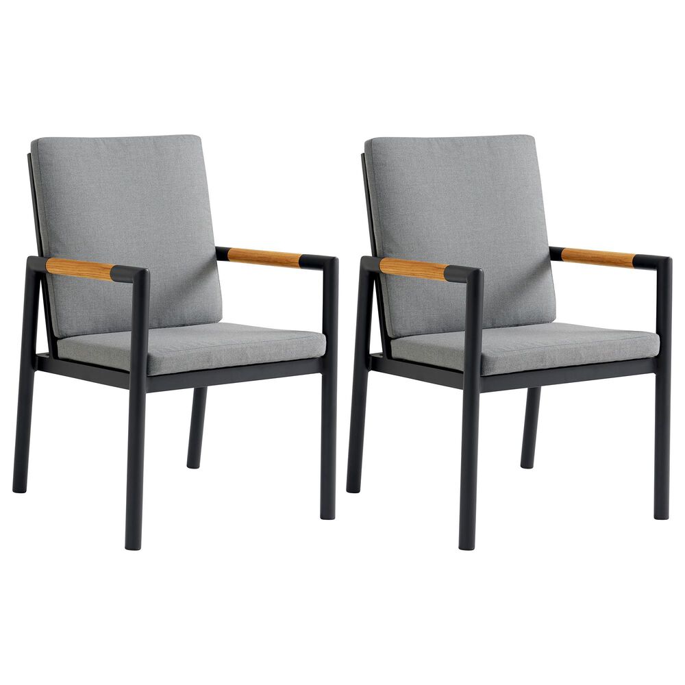 Blue River Royal Outdoor Dining Chair with Dark Gray Cushion in Black (Set of 2), , large