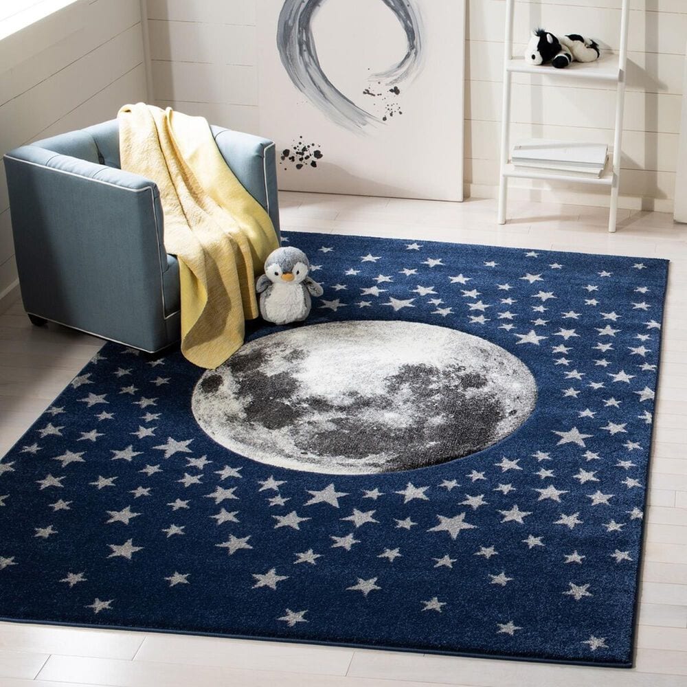 Safavieh Carousel Outer Space 5&#39;3&quot; x 7&#39;6&quot; Navy and Grey Kids  Area Rug, , large